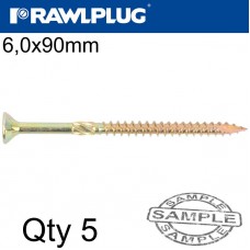 R-TS CHIPBOARD HD SCREW 6.0X90MM X5 PER BAG